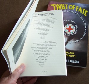 Photo of Twist of Fate book featuring poem The Wind and The Spirit by Linda Bonney Olin